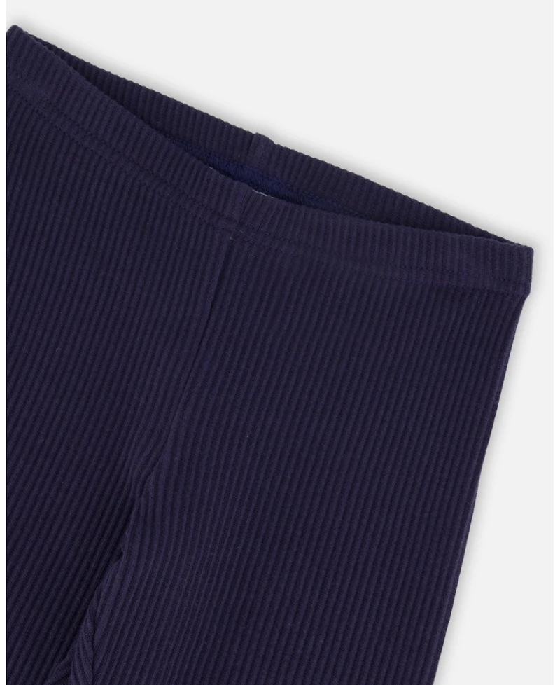 Deux par Baby Girls Ribbed Leggings Navy Blue