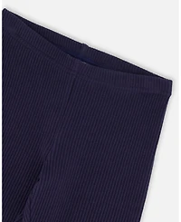 Deux par Baby Girls Ribbed Leggings Navy Blue