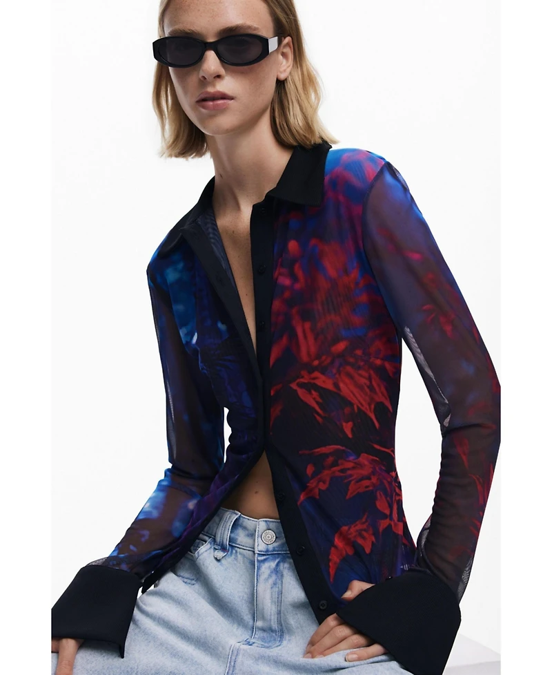 Desigual Women's Buttoned chiffon T-shirt