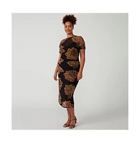 Estelle Glow Horizon Mesh Midi Dress