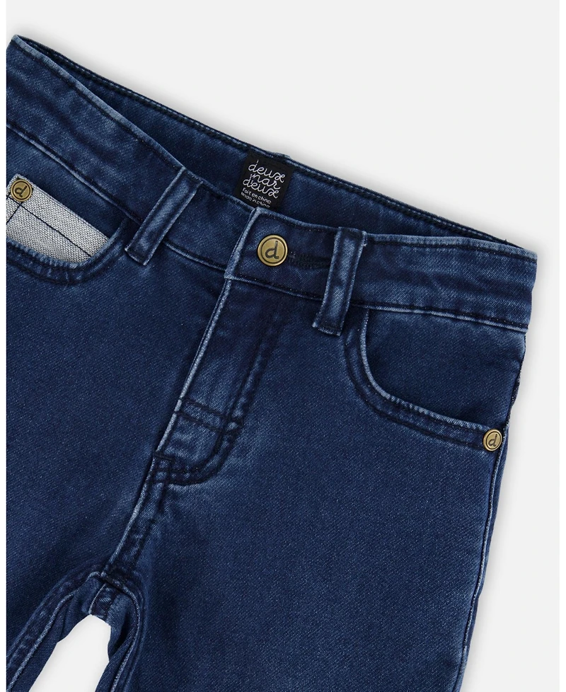 Deux par Boy French Terry Blue Denim Pants with Contrasting Patch - Toddler|Child