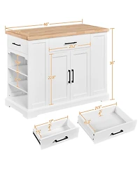 Yaheetech 36 H Wooden Kitchen Island, Modern Storage Cabinet with Drawer, Open Shelving, and Interior Shelving for Dining Room, Kitchen Dark Gray