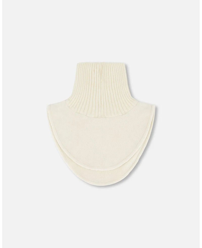 Deux par Kids Unisex Polar Fleece and Knit Neckwarmer Off-White - Toddler|Child