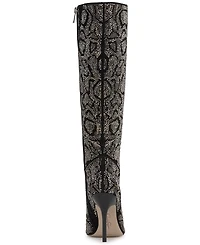 Jessica Simpson Women's Lovienn Rhinestone Stiletto Knee-High Wide-Calf Dress Boots