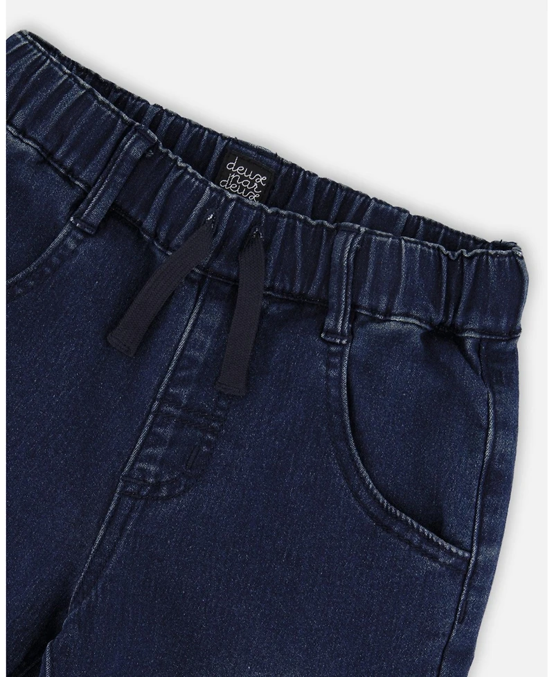 Deux par Boy French Terry Jogger Pants Dark Blue Denim
