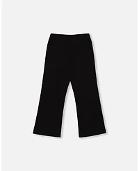 Deux par Girl Ribbed Leggings Bootleg with Slit Black