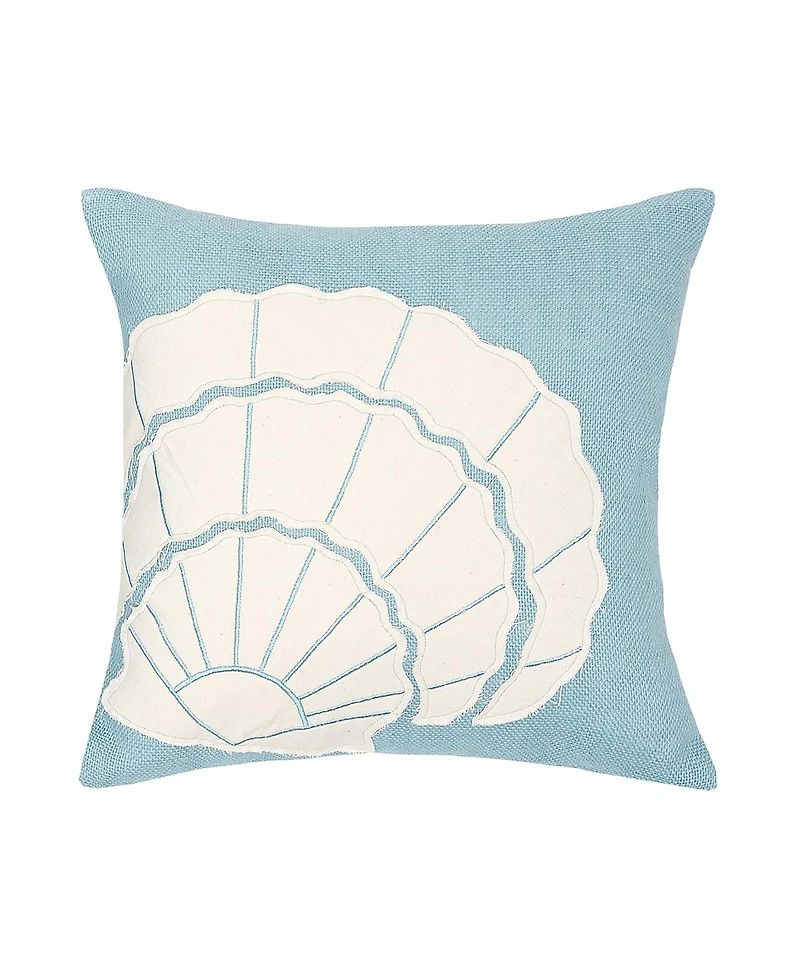 Shell Burlap Applique Throw Pillow, 18" x 18"