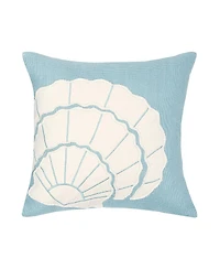 Shell Burlap Applique Throw Pillow, 18" x 18"