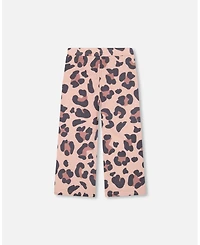 Deux par Girl French Terry Wide Leg Sweatpants Pink Leopard