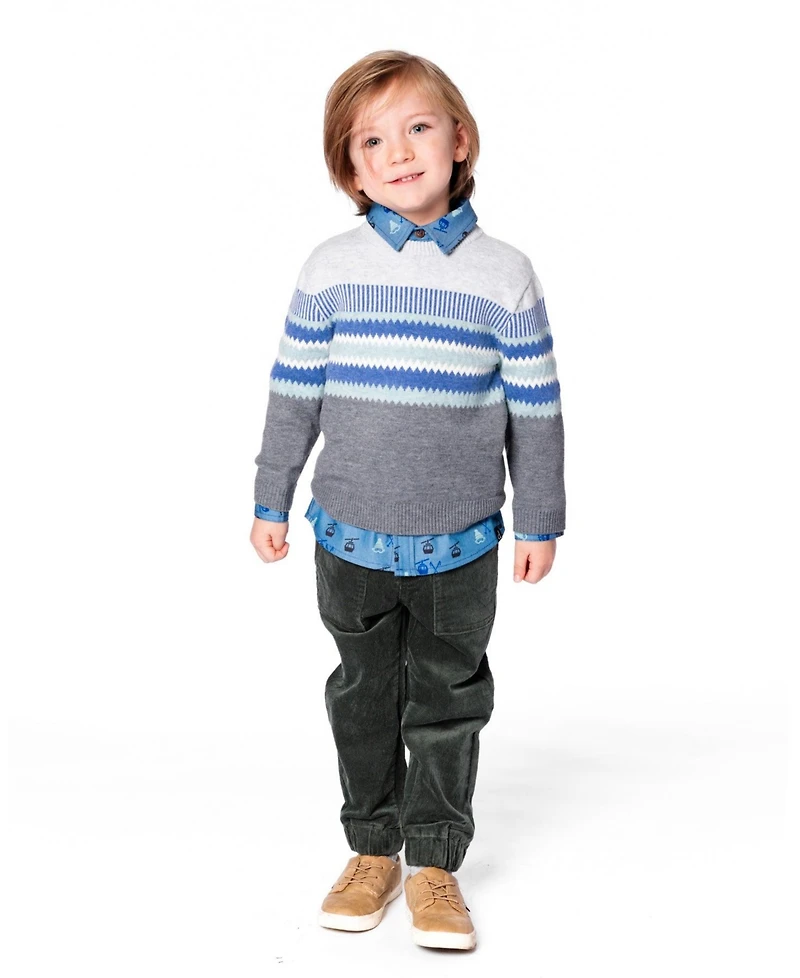 Deux par Boy Knitted Jacquard Sweater Dark Gray - Child