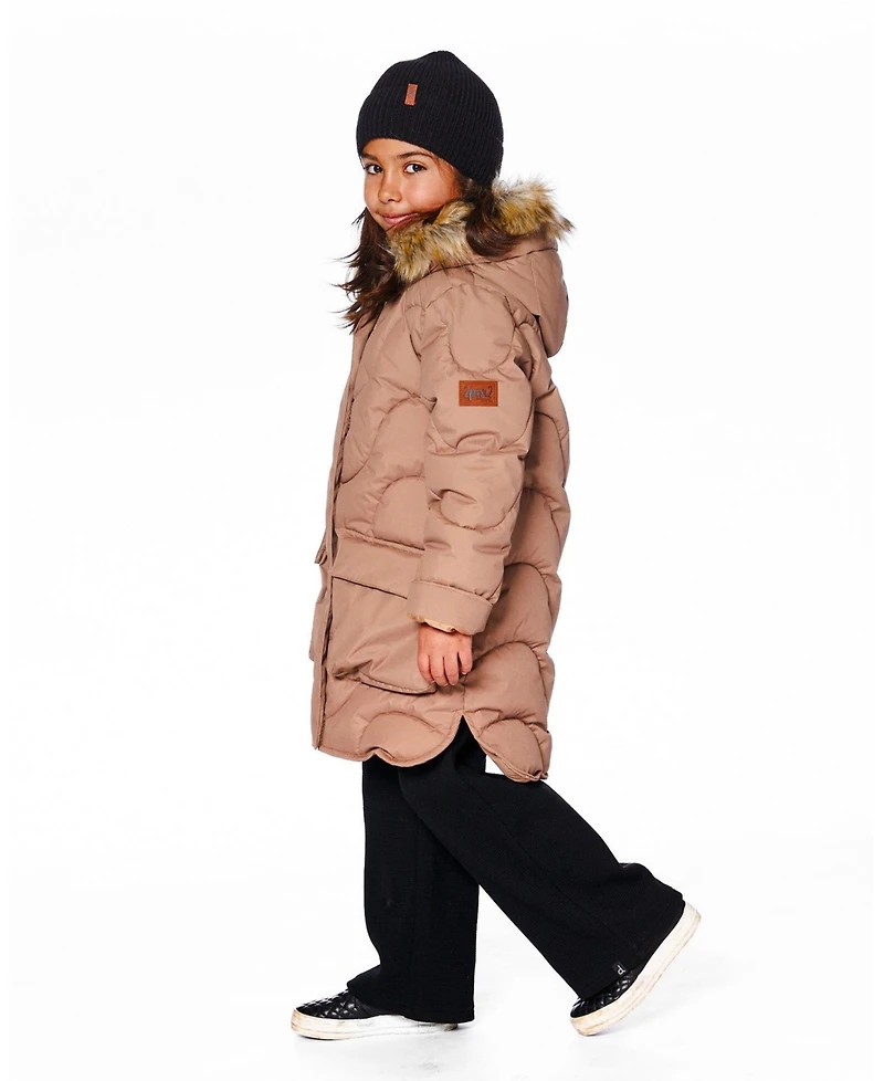 Deux par Girl Long Wavy Quilt Puffy Winter Coat Chanterelle
