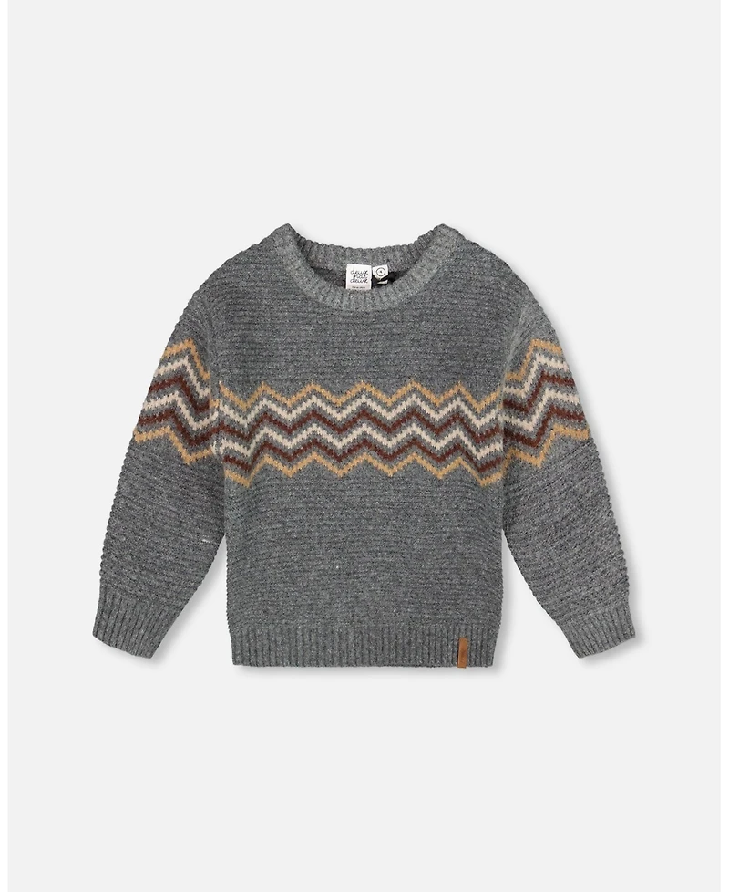 Deux par Boy Knit Sweater Dark Heather Gray
