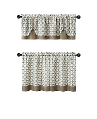 Kate Aurora Modern Geo 3 Pc Kitchen Curtain Tier & Valance Set - 56 in. W x 36 in. L, Taupe