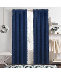 Kate Aurora Contemporary Geometric Shabby Diamond Clipped Rod Pocket Single Window Curtain Panel