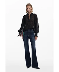 Desigual Women's Flocked sheer blouse