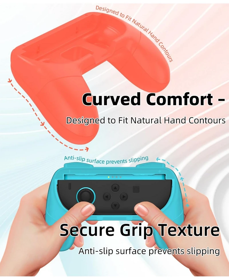 Nbcp Grip Handles for Nintendo Switch 2-Pack, Anti-Slip, Wear-Resistant Comfort Grips for Joy-Con Controllers