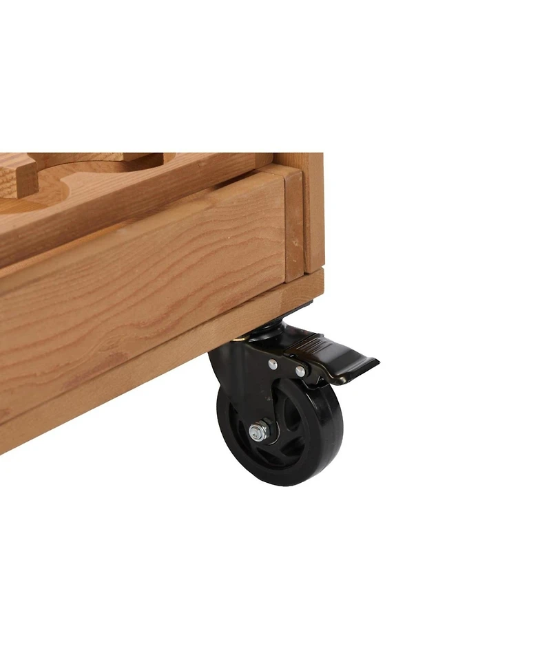 Streamdale Furniture Wooden Garden Cart Table with Metal Top & Hook