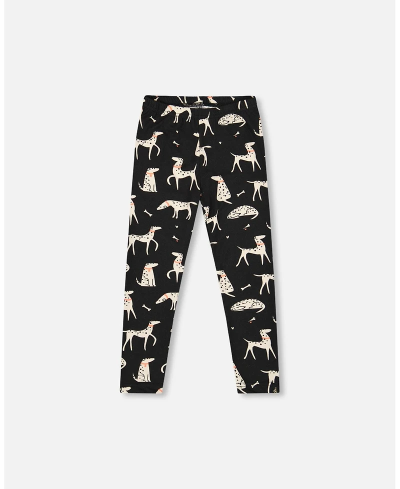 Deux par Toddler Girls Printed Jersey Leggings Black with Dalmatians - Toddler|Child