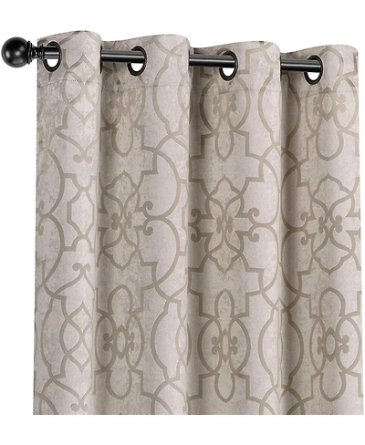 Kate Aurora Living 2 Pack Reversible Geometric Room Darkening Grommet Curtains - 38 in. W x 84 L, Lavender/Purple