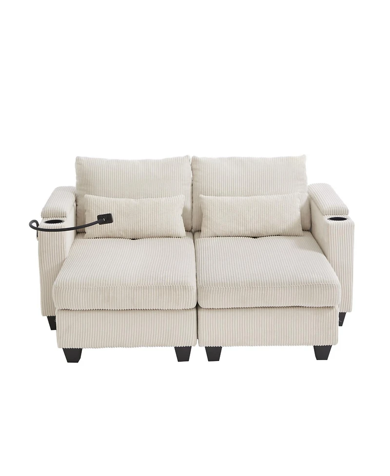 Streamdale Furniture Convertible Sleeper Sofa with Usb & Storage
