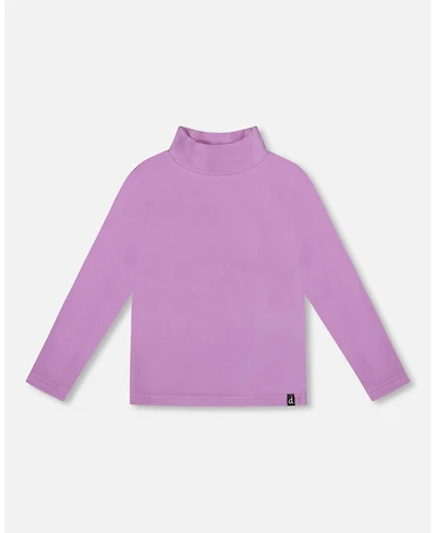 Deux par Girl Super Soft Ribbed Mock Neck Top Lavender - Child