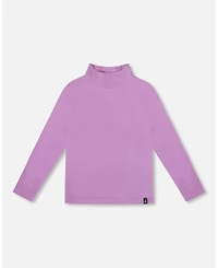 Deux par Girl Super Soft Ribbed Mock Neck Top Lavender