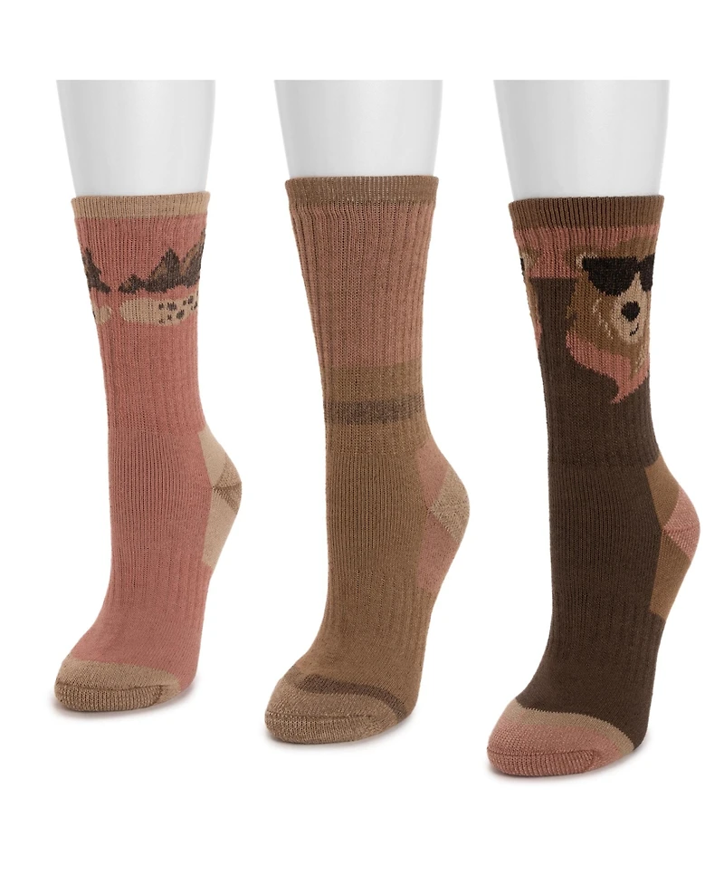 Muk Luks Tall Hiking Heat Retainer Crew Sock 3 Pack
