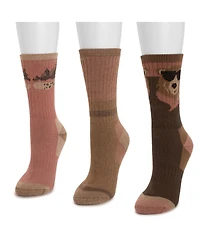 Muk Luks Tall Hiking Heat Retainer Crew Sock 3 Pack