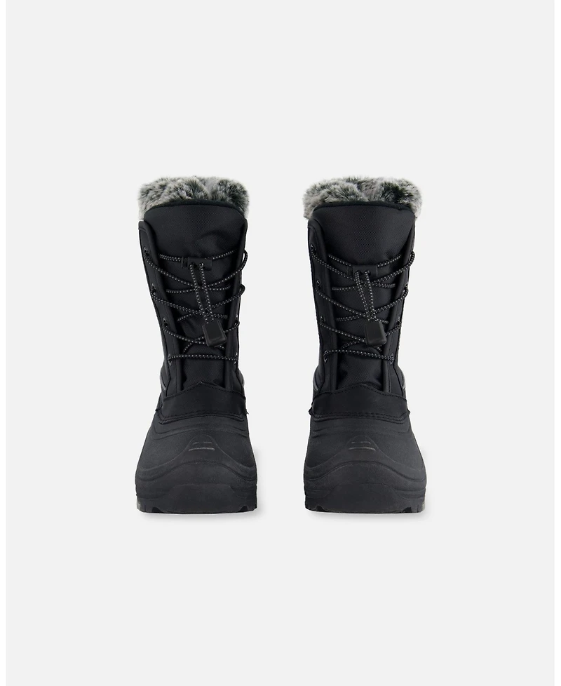 Deux par Kids Unisex Winter Boots Black with Removable Liner - Toddler|Child
