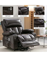 Flynama Power Electric massage lift lounge chair, suitable for the elderly, with heating and vibration functions,Fleece leather with Usb, can be used