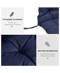 Flynama Tufted Bench Cushions for Outdoor Furniture, 3-Seater Replacement for Swing Chair, Patio Sofa/Couch, Overstuffed, Includes Backrest, Dark Blue