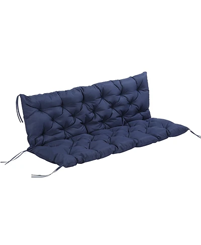 Flynama Tufted Bench Cushions for Outdoor Furniture, 3-Seater Replacement for Swing Chair, Patio Sofa/Couch, Overstuffed, Includes Backrest, Dark Blue