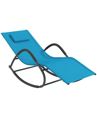 Flynama Rocking Chair, Zero Gravity Patio Chaise Sun Lounger, Outdoor Rocker, Uv Water Resistant, Pillow for Sunbathing, Lawn, Garden or Pool, Light B