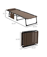 Flynama Reclining Chaise Lounge Chair, Portable Sun Lounger, Folding Camping Cot, with Adjustable Backrest and Removable Pillow, for Patio, Garden, Be