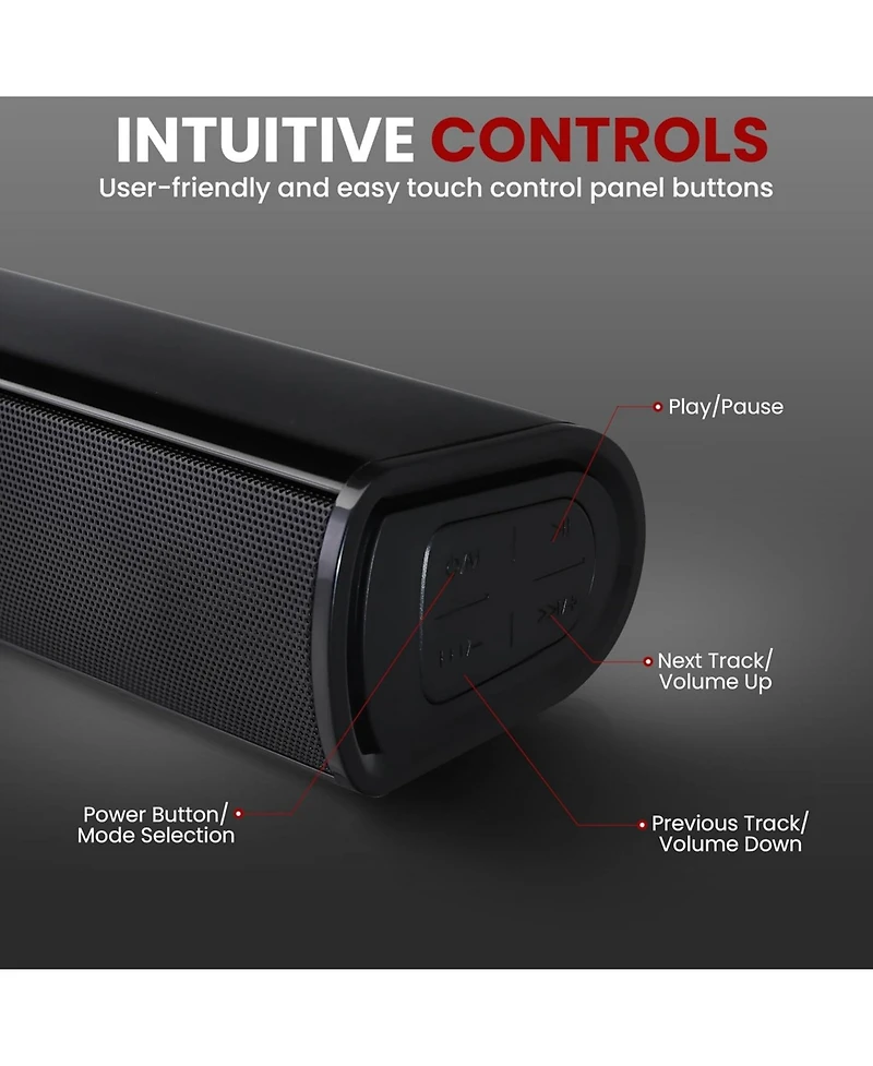 Pyle Wave Base Bluetooth Tabletop Soundbar Digital Speaker with Remote Control, Aux, Optical In, Usb In, Hdmi (Arc) & Coaxial