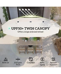 Outsunny 15ft Patio Umbrella Solar Lights UPF50+ Outdoor