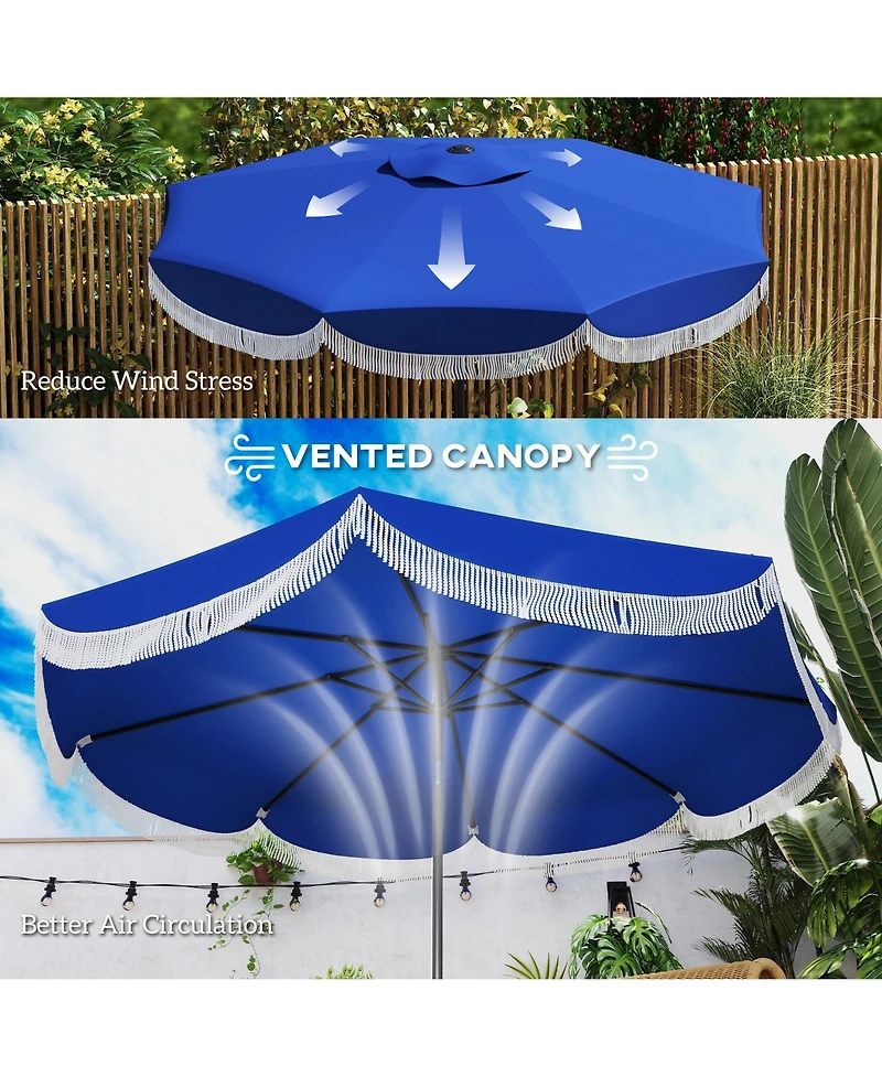 Outsunny 9FT Patio Umbrella Upf 30+ Vented Market Umbrella