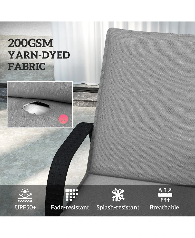 Outsunny 2PCS Chaise Lounge Chair Cushion, 76" x 23",