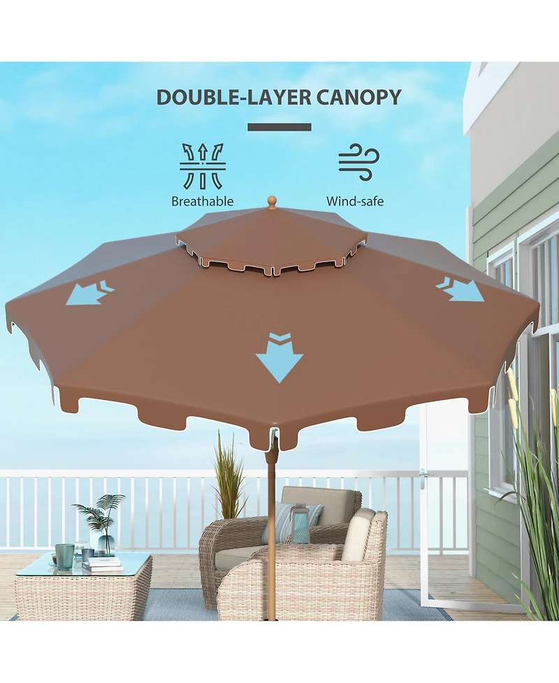 Outsunny 9' Patio Umbrella with Tilt and Crank, Outdoor Umbrella,