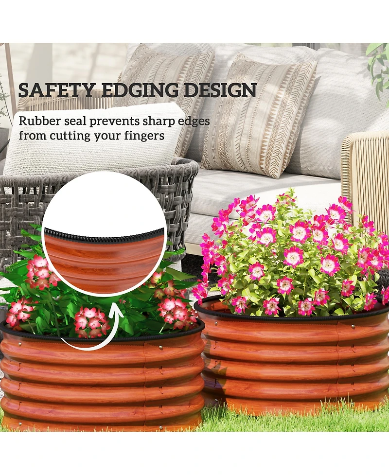 Outsunny Raised Garden Beds, Set of 2 Galvanized Planter Boxes