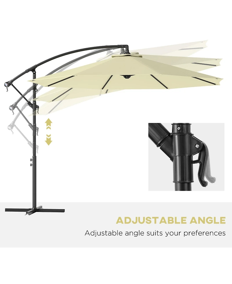 Outsunny Outdoor Crank Umbrella Deck Sun Protection Shade Canopy w/ Stable Base