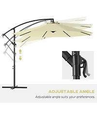 Outsunny Outdoor Crank Umbrella Deck Sun Protection Shade Canopy w/ Stable Base