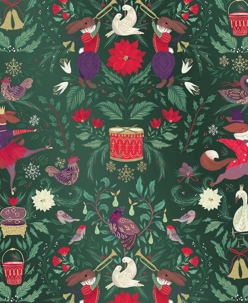 Punch Studio 12 Days Holiday Gift Wrap, 30" x 120"
