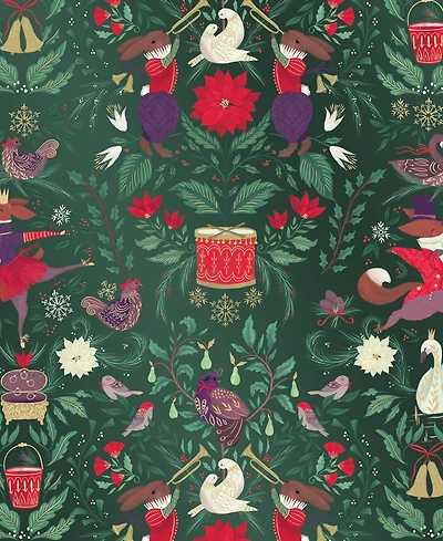 Punch Studio 12 Days Holiday Gift Wrap, 30" x 120"