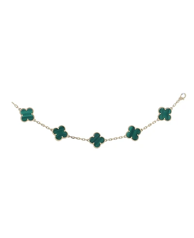 Pre-Owned Van Cleef & Arpels Vintage Alhambra 5 Motifs Bracelet 18K Gold and Malachite