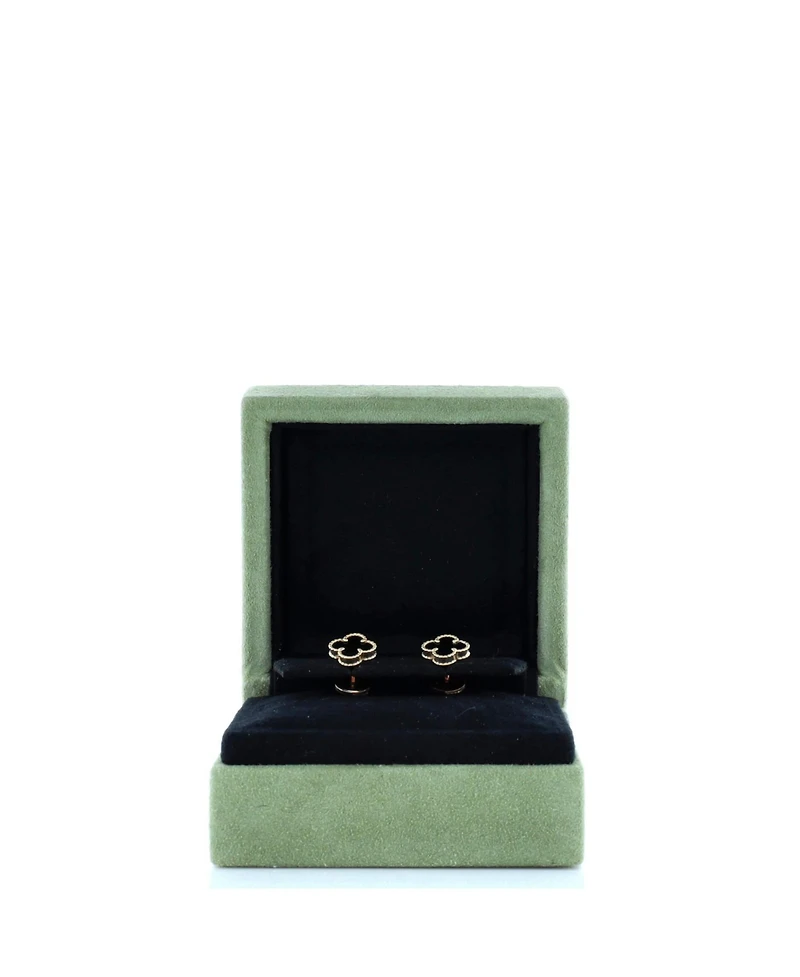 Pre-Owned Van Cleef & Arpels Sweet Alhambra Stud Earrings 18K Gold and Onyx