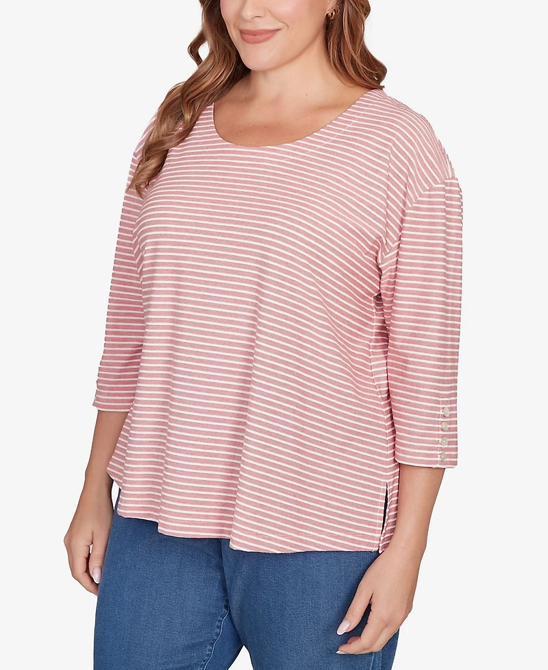 Ruby Rd. Plus Scalloped Texture Stripe Top