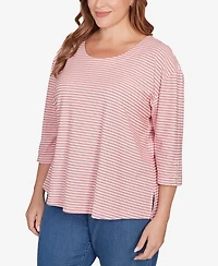 Ruby Rd. Plus Scalloped Texture Stripe Top