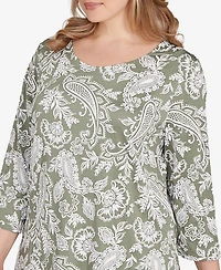 Ruby Rd. Plus Jacobean Paisley Puff Print Top