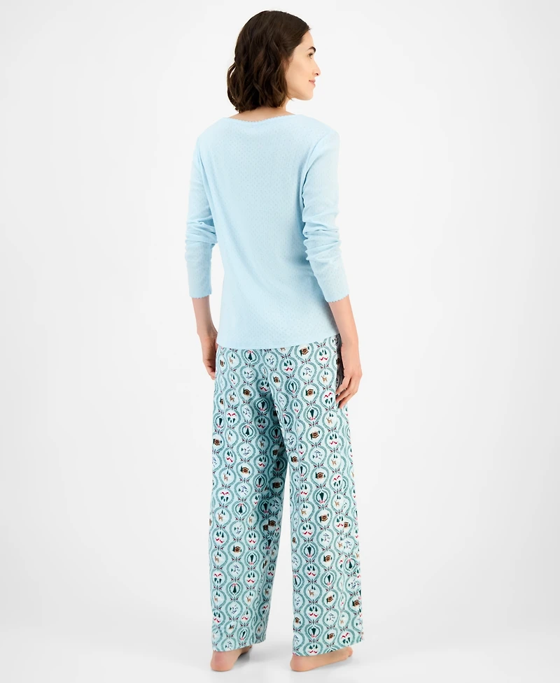 Charter Club Women's Soft Knit Printed Pajama Pants, Created for Macy's